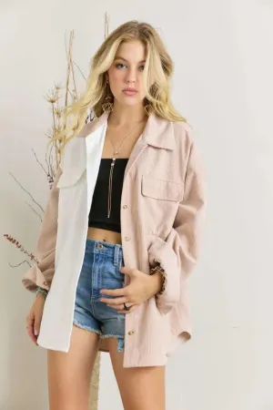 Color Block Corduroy Shacket