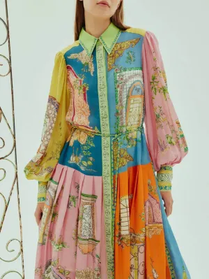 Enchanted Garden Button-Down Midi Dress
