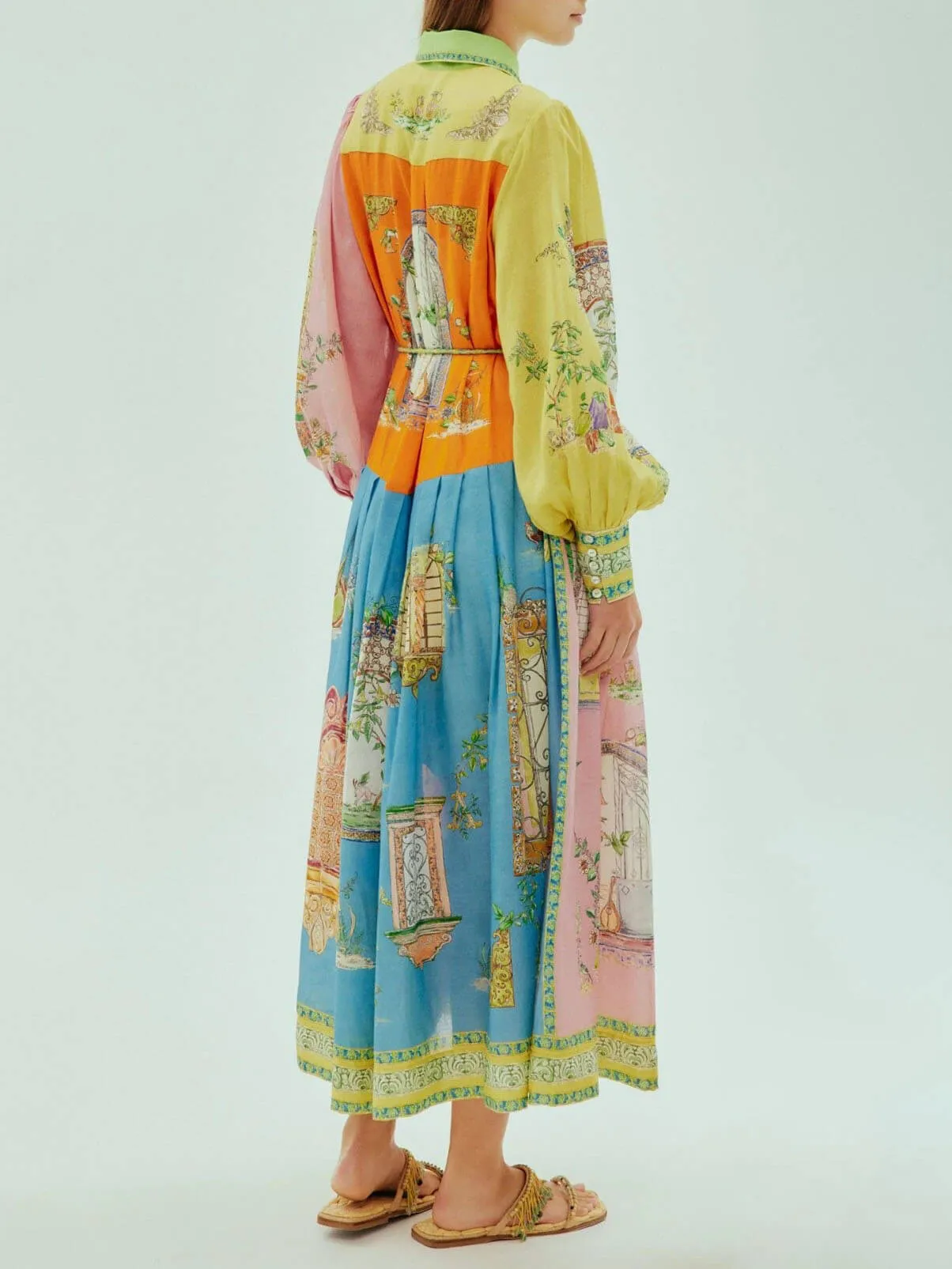 Enchanted Garden Button-Down Midi Dress