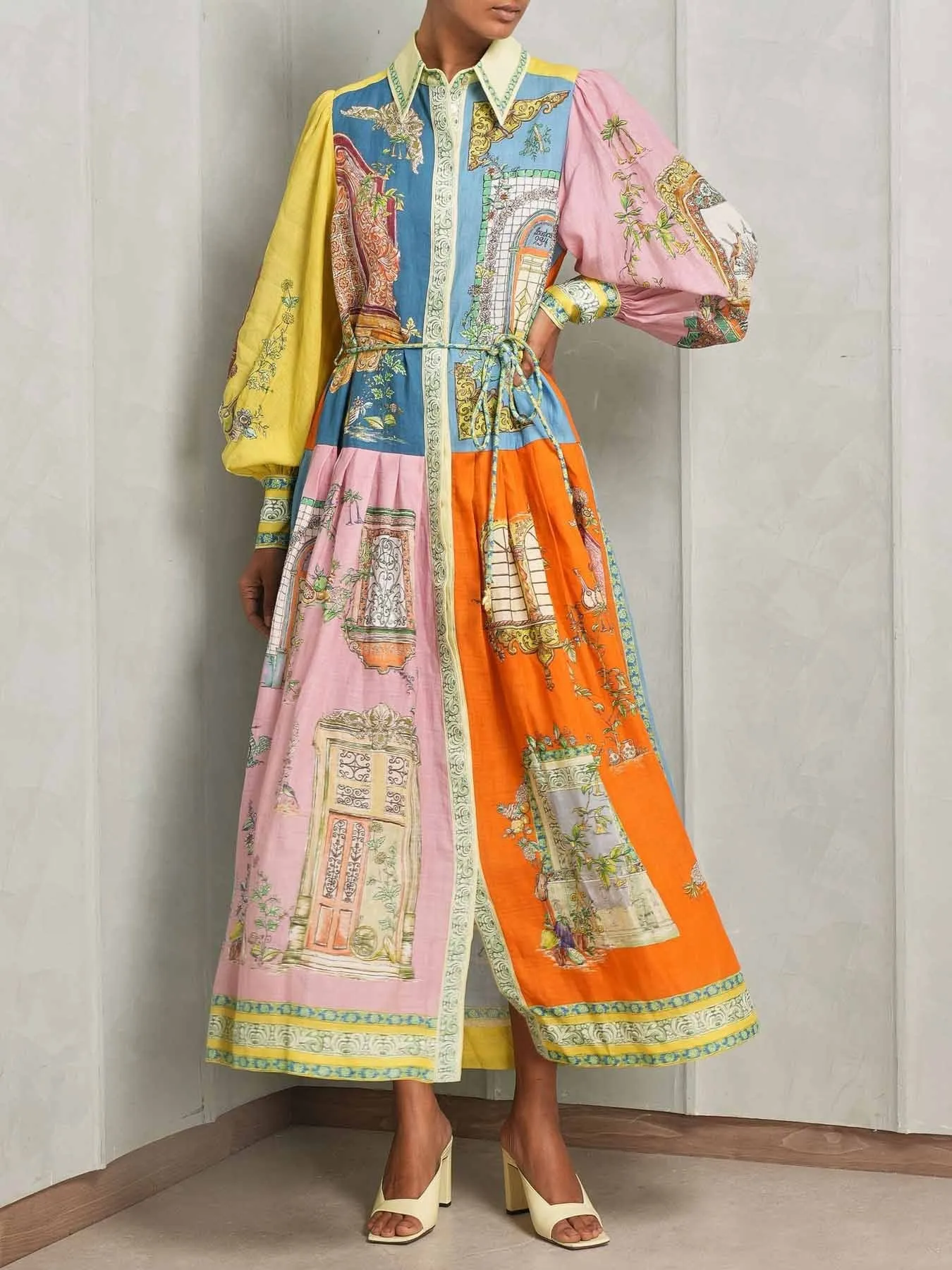 Enchanted Garden Button-Down Midi Dress