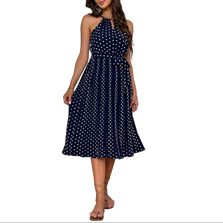 Fashion Polka Dot Halter Dress