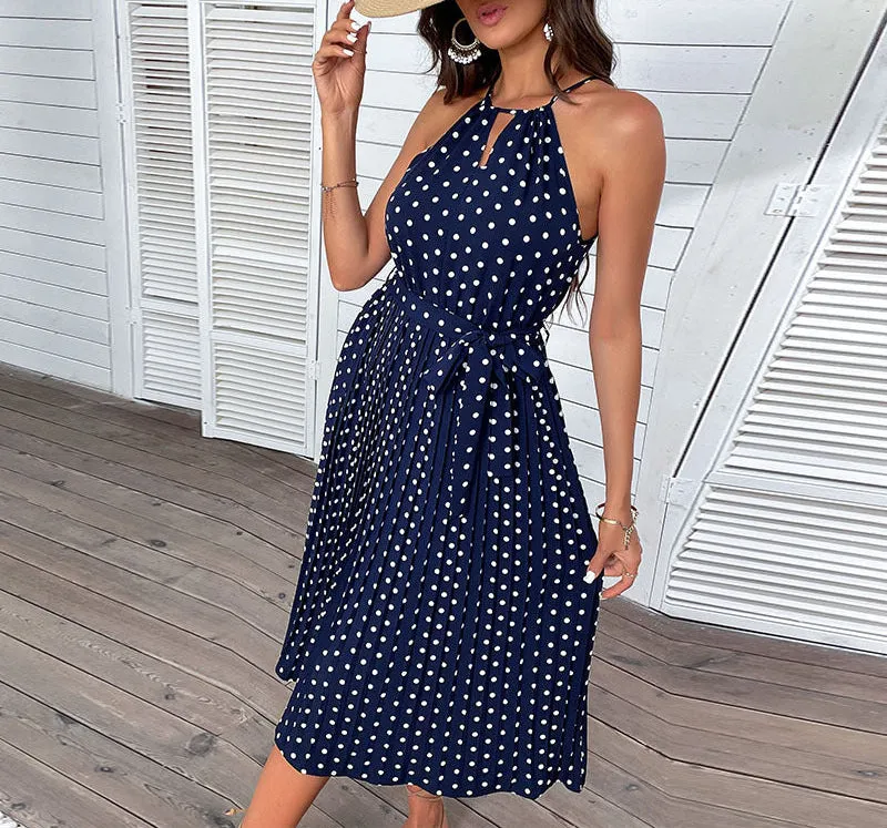 Fashion Polka Dot Halter Dress
