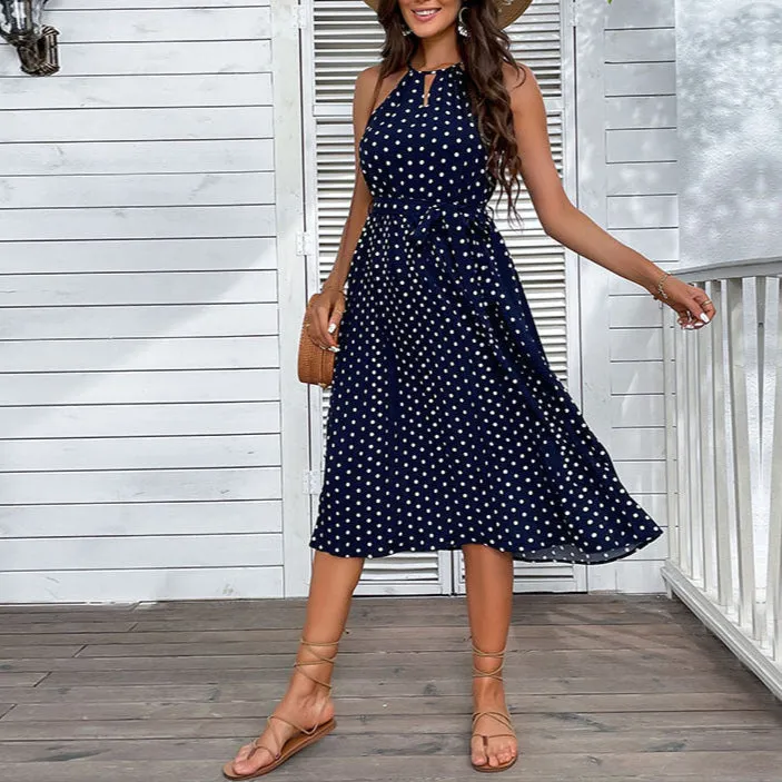 Fashion Polka Dot Halter Dress