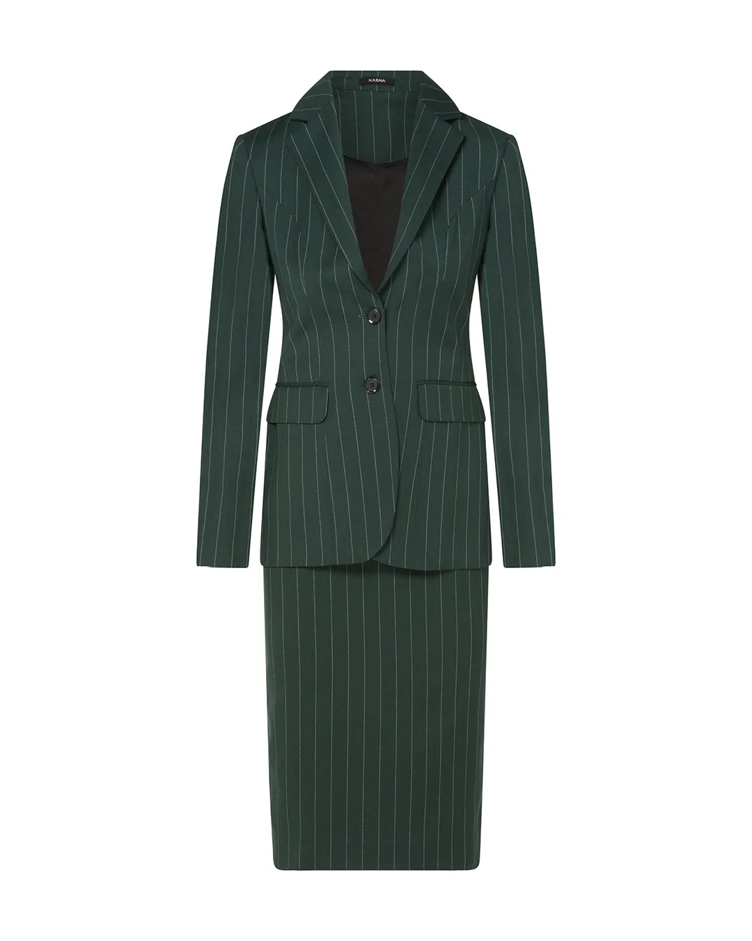 Green Pinstripe Skirt Suit Online UAE