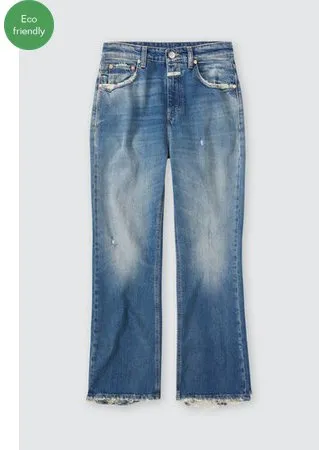 hi-sun Cropped High Rise Jean - Mid Blue