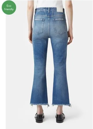 hi-sun Cropped High Rise Jean - Mid Blue