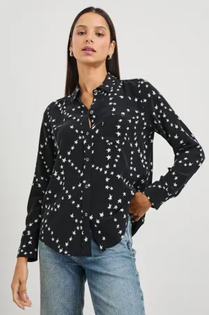Kate Button Down Top - Black Star Chains