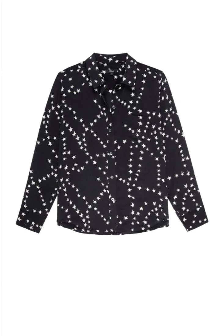 Kate Button Down Top - Black Star Chains