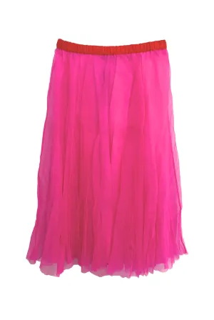 Organza Midi Skirt in Fuchsia
