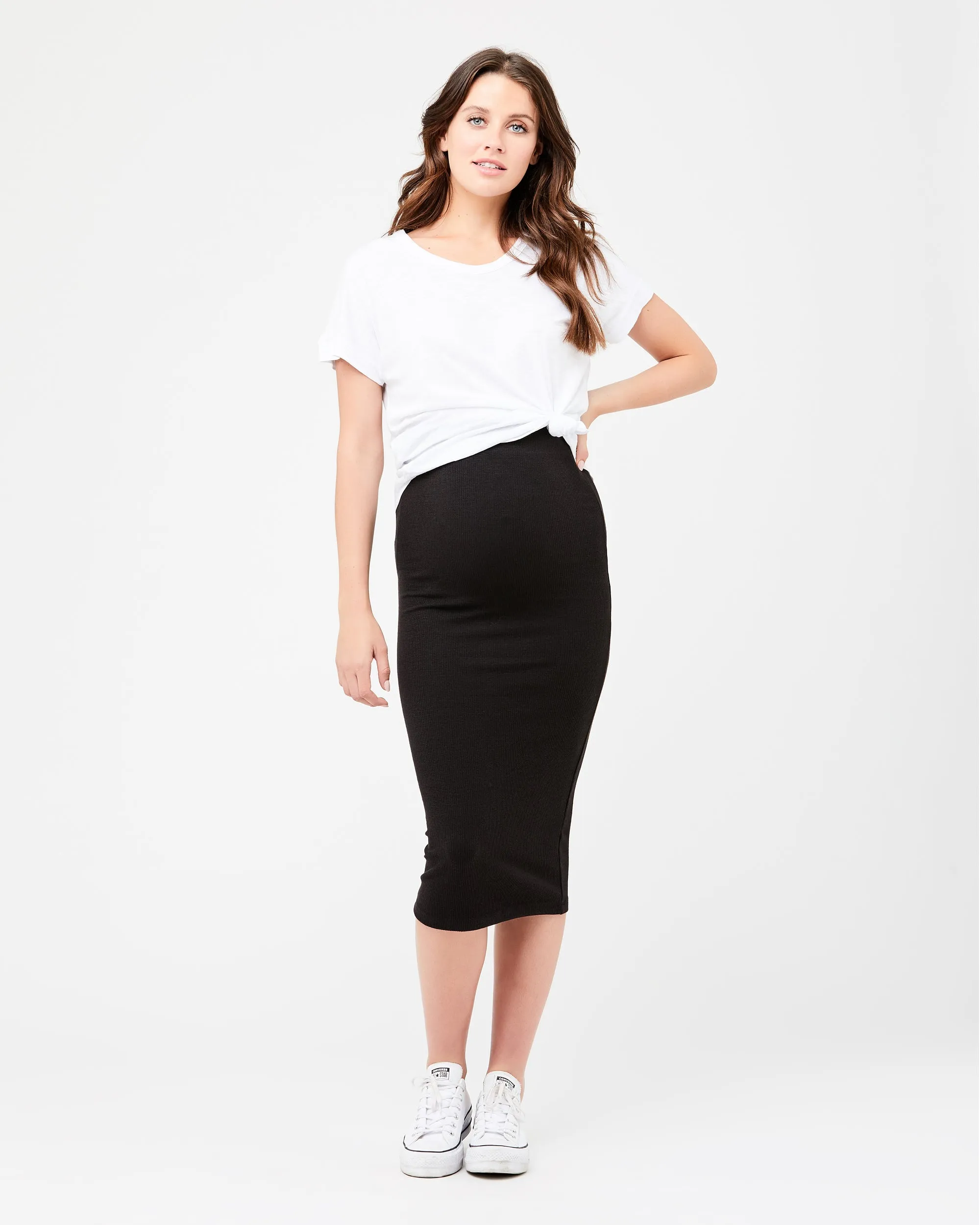 Ribbed Knit Pencil Skirt