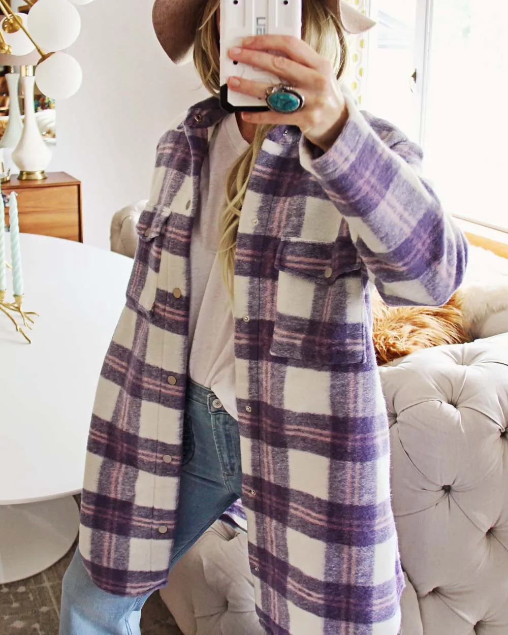 Sweet Lilac Plaid Shacket