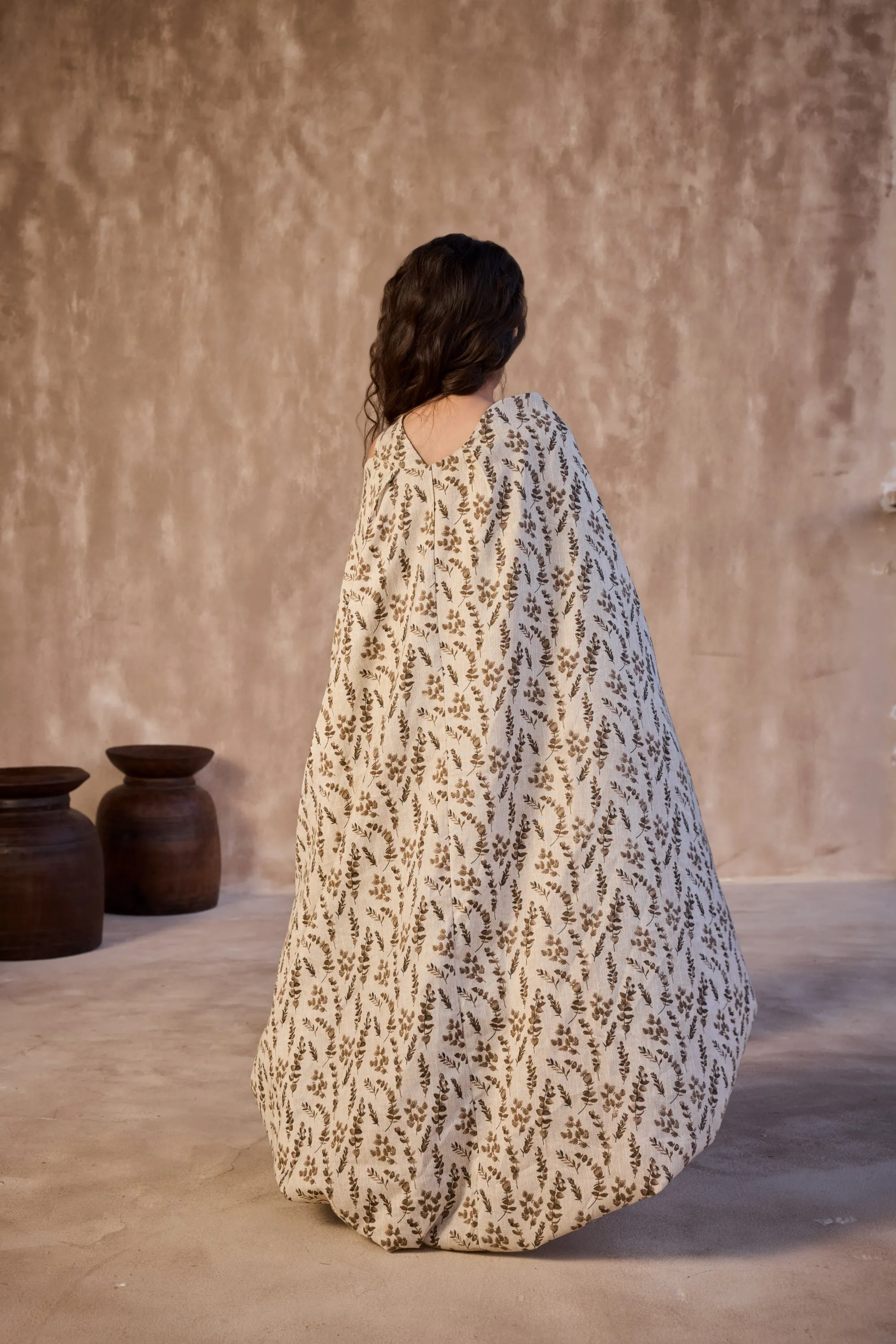 The Ruhana Printed Dress with Long Cape