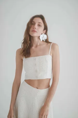 WAFFLE CROP TOP, Ecru